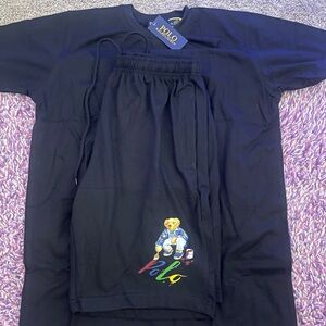Polo Ralph Lauren Bear Logo Black Tee & Shorts Set